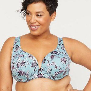 46C Catherines Uplifting Plunge Bra Underwire Floral Blue Purple White Plus Size